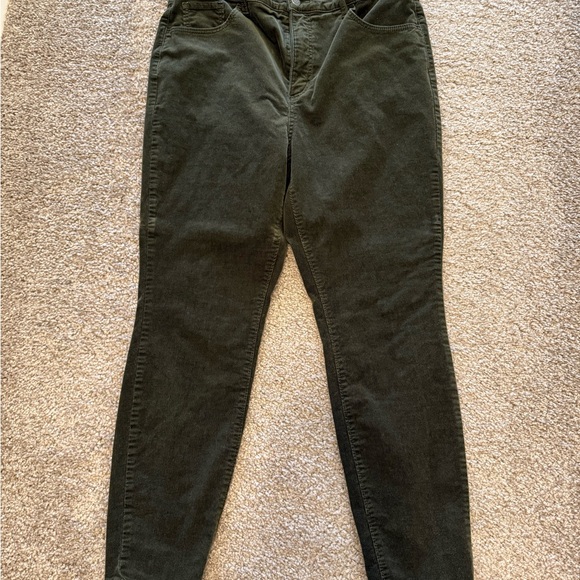 Loft Olive Green Corduroy Skinny Pants Size 12 - Picture 2 of 7